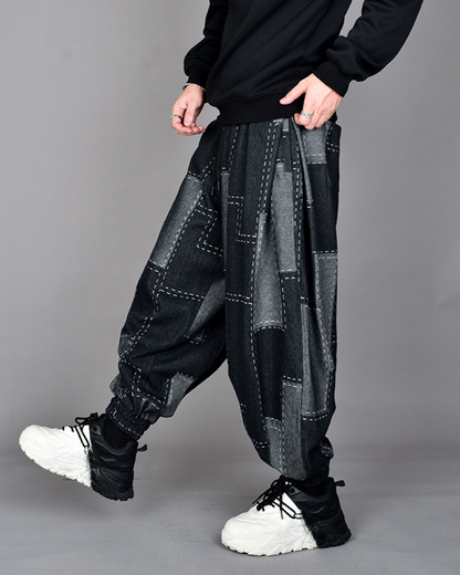 Urban Plaid Harem Pants - stylish techwear pants - Urban Plaid Harem Pants for Fashionable Comfort - Main view
