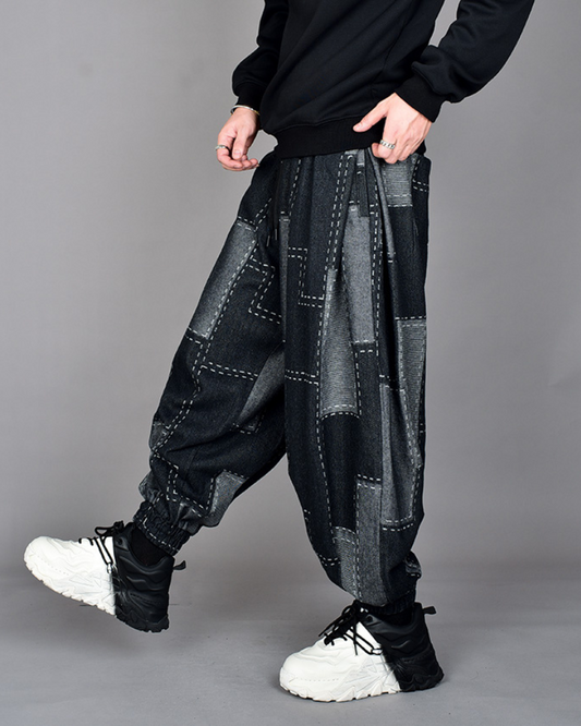Urban Plaid Harem Pants - stylish techwear pants - Urban Plaid Harem Pants for Fashionable Comfort - Main view