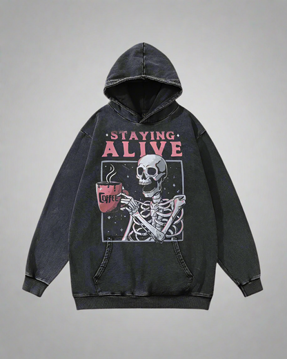 Urban Skull Print Hoodie -  black - Urban Skull Print Hoodie for Style and Comfort - View 4