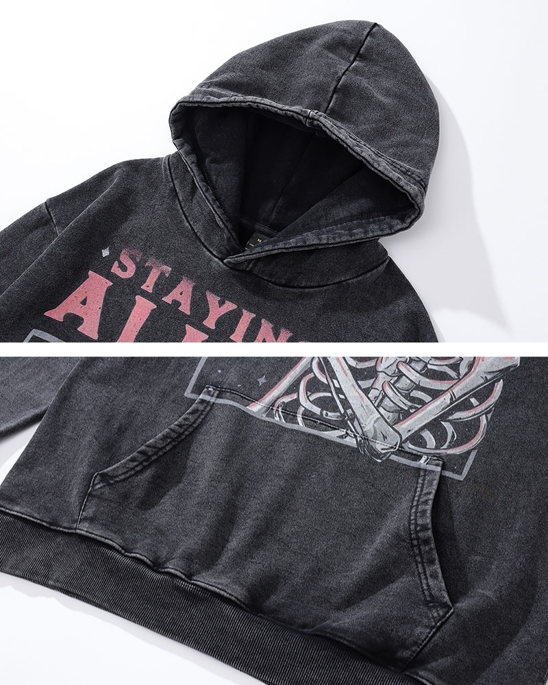Urban Skull Print Hoodie -  streetwear - Urban Skull Print Hoodie for Style and Comfort - View 6