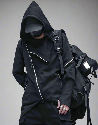 Urban Stealth Hooded Jacket - japanese techwear jacket - Urban Stealth Hooded Jacket for Comfortable Style - View 2