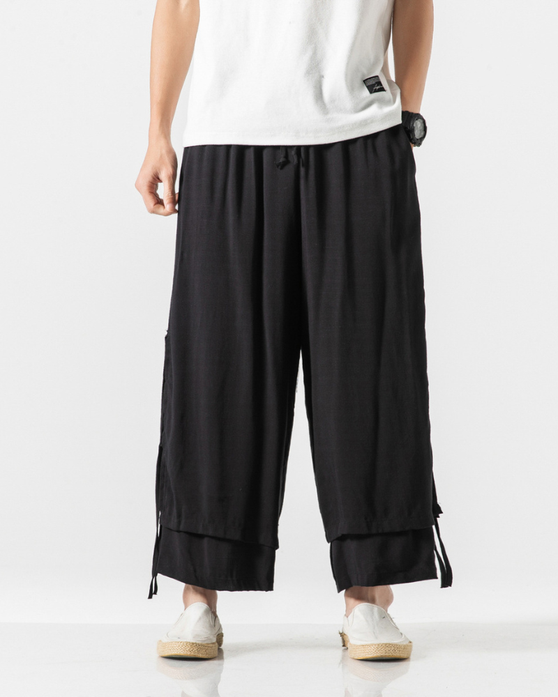 Urban Style Cotton Hakama Pants -  comfortable clothing - Urban Style Cotton Hakama Pants for Modern Fashion - View 3