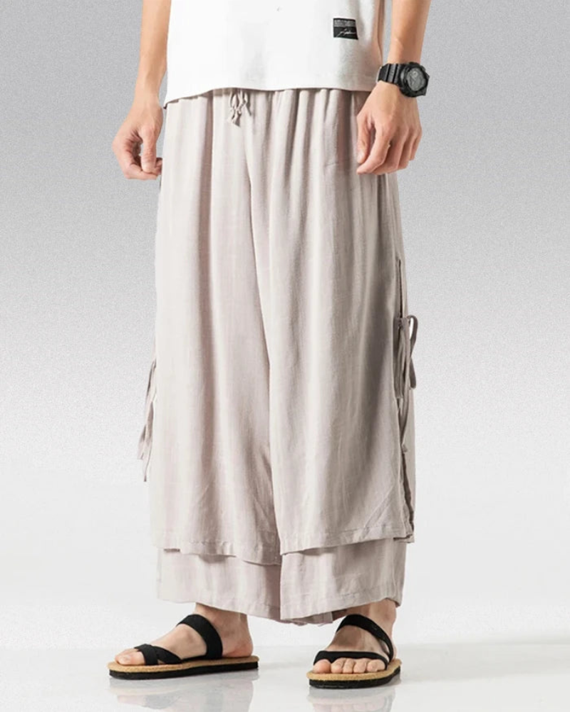 Urban Style Cotton Hakama Pants - contemporary techwear - Urban Style Cotton Hakama Pants for Modern Fashion - Main view