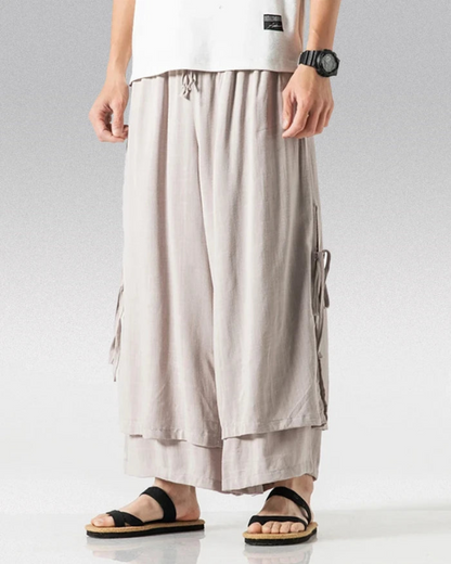 Urban Style Cotton Hakama Pants - contemporary techwear - Urban Style Cotton Hakama Pants for Modern Fashion - Main view