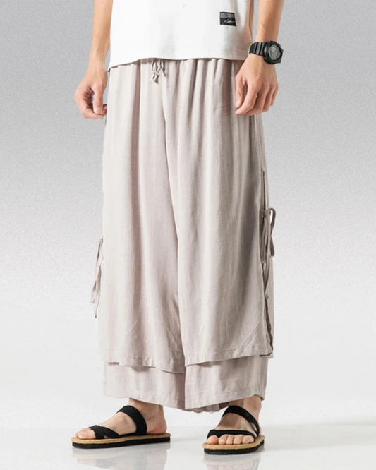 Urban Style Cotton Hakama Pants - contemporary techwear - Urban Style Cotton Hakama Pants for Modern Fashion - Main view