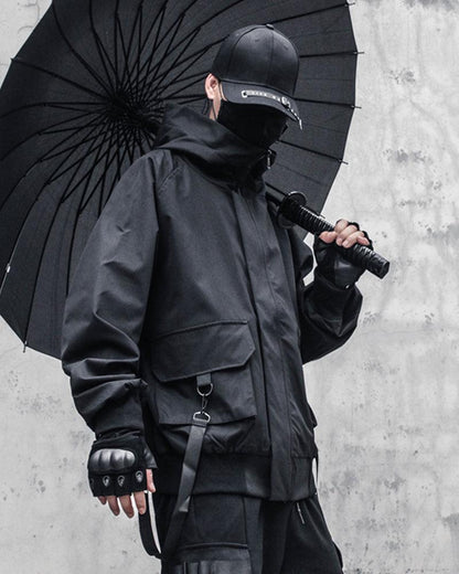 Urban Style Ribbon Hooded Jacket -  functional pockets - Urban Style Ribbon Hooded Jacket for Modern Living - View 3