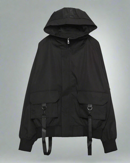 Urban Style Ribbon Hooded Jacket -  hooded jacket - Urban Style Ribbon Hooded Jacket for Modern Living - View 5