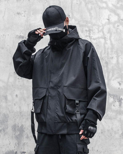 Urban Style Ribbon Hooded Jacket - practical hooded jacket - Urban Style Ribbon Hooded Jacket for Modern Living - Main view