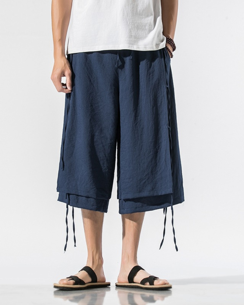 Urban Style Short Hakama -  modern japanese - Urban Style Short Hakama Pants for Modern Looks - View 5