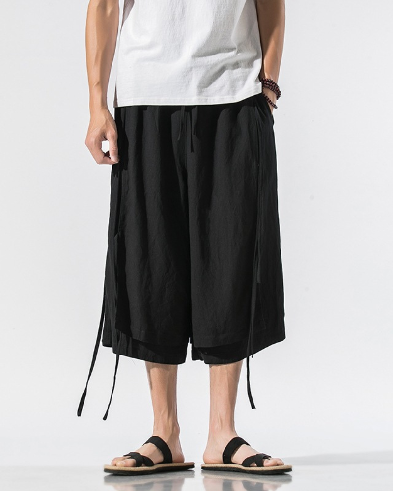 Urban Style Short Hakama -  urban style - Urban Style Short Hakama Pants for Modern Looks - View 8