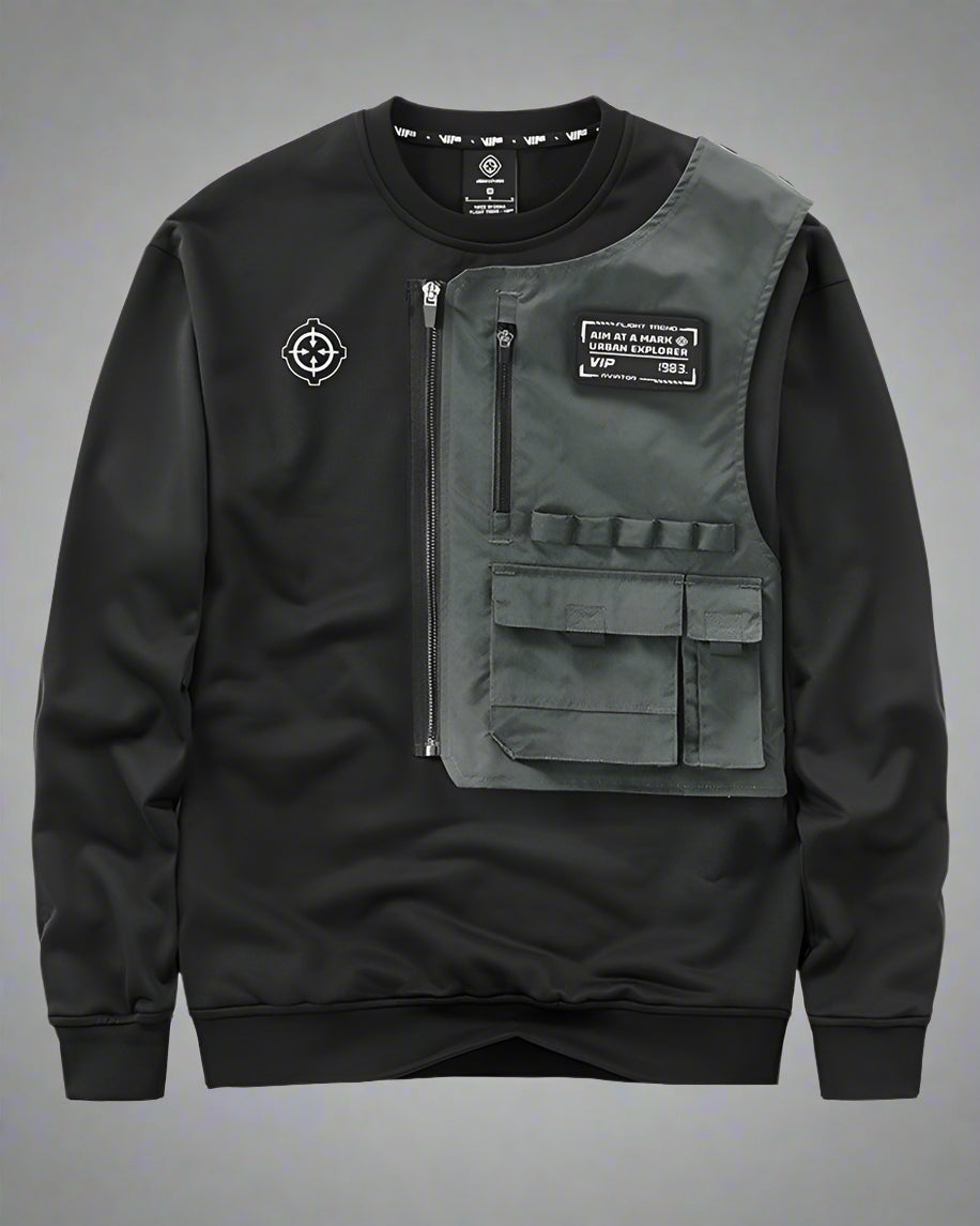 Urban Tactical Layered Sweatshirt - everyday techwear - Urban Tactical Layered Sweatshirt for Daily Comfort - Main view