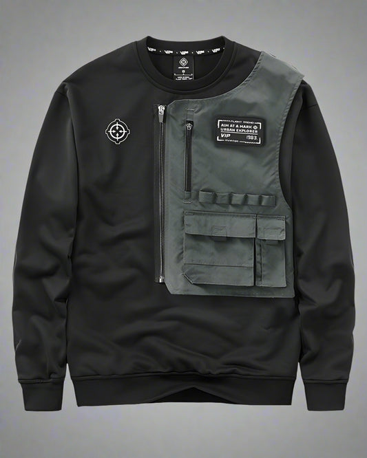 Urban Tactical Layered Sweatshirt - everyday techwear - Urban Tactical Layered Sweatshirt for Daily Comfort - Main view