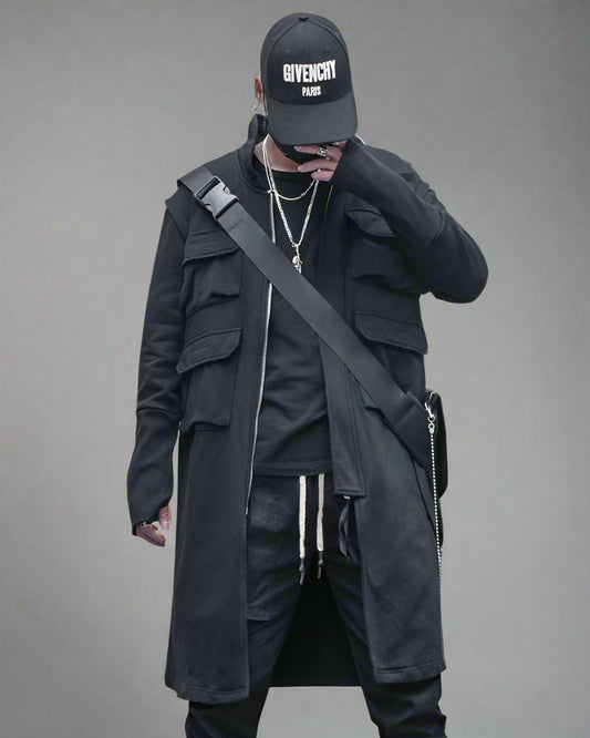 Urban Techwear Long Cargo Coat - BEST SELLERS - Urban Techwear Long Cargo Coat for Versatile Style - Main view