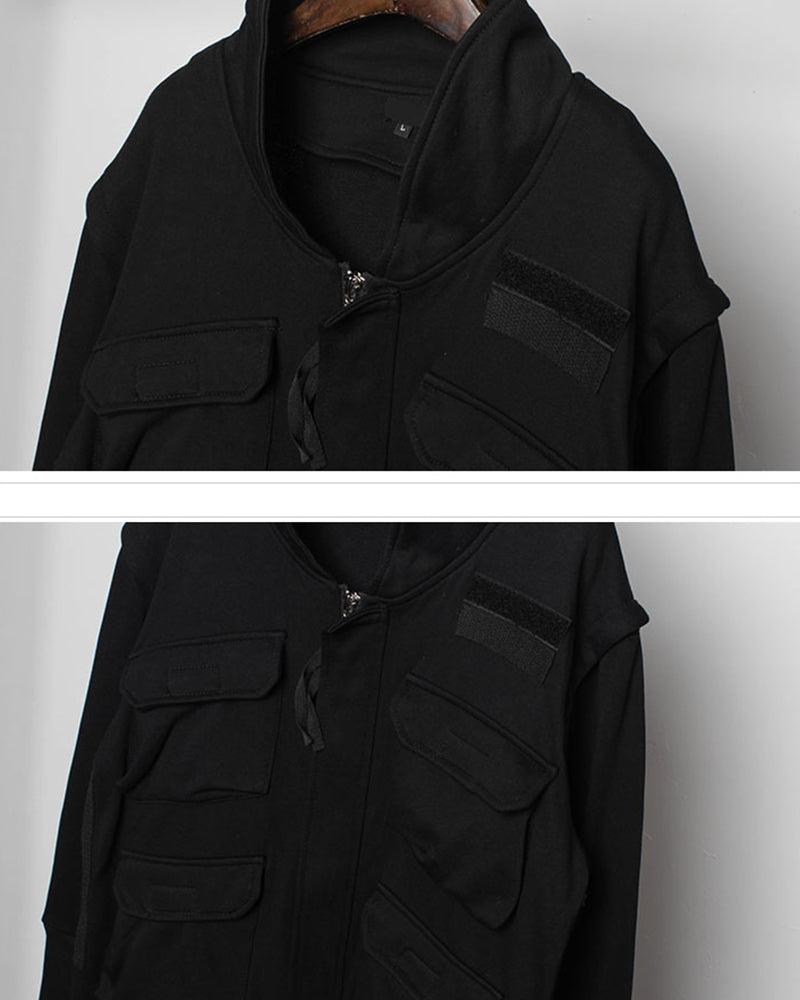 Urban Techwear Long Cargo Coat - BEST SELLERS - Urban Techwear Long Cargo Coat for Versatile Style - View 9