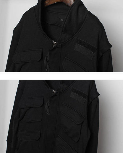 Urban Techwear Long Cargo Coat - BEST SELLERS - Urban Techwear Long Cargo Coat for Versatile Style - View 9