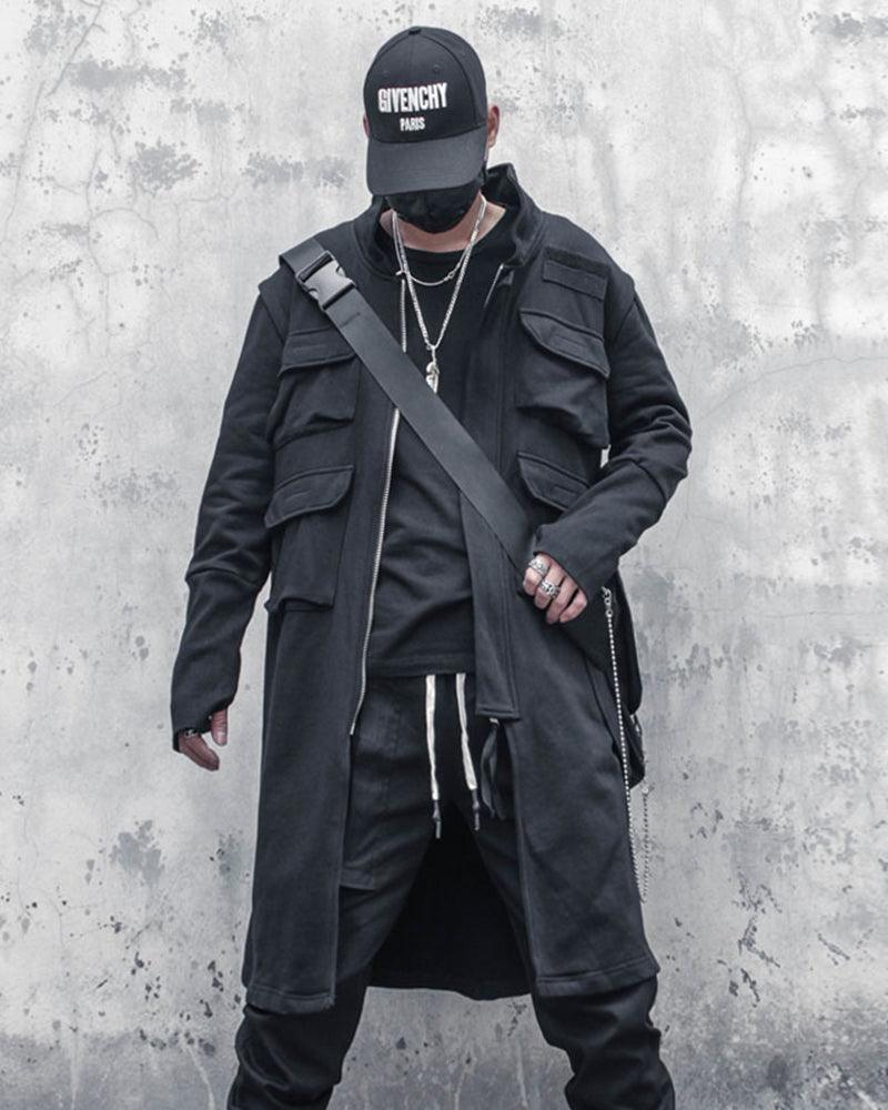 Urban Techwear Long Cargo Coat -  everyday wear coat - Urban Techwear Long Cargo Coat for Versatile Style - View 6