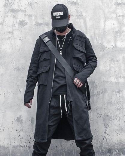 Urban Techwear Long Cargo Coat -  everyday wear coat - Urban Techwear Long Cargo Coat for Versatile Style - View 6