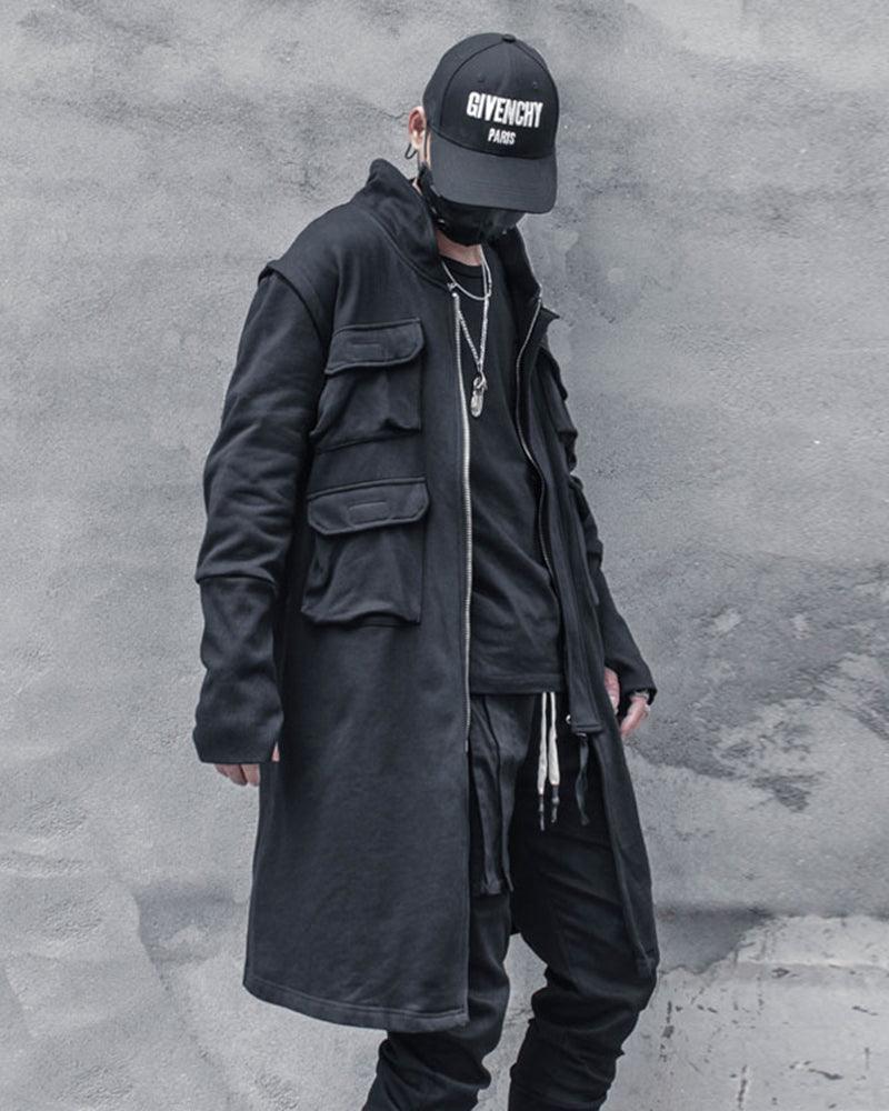 Urban Techwear Long Cargo Coat - futuristic coat - Urban Techwear Long Cargo Coat for Versatile Style - View 3
