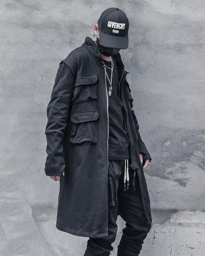 Urban Techwear Long Cargo Coat - futuristic coat - Urban Techwear Long Cargo Coat for Versatile Style - View 3
