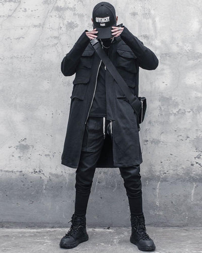 Urban Techwear Long Cargo Coat -  techwear - Urban Techwear Long Cargo Coat for Versatile Style - View 7
