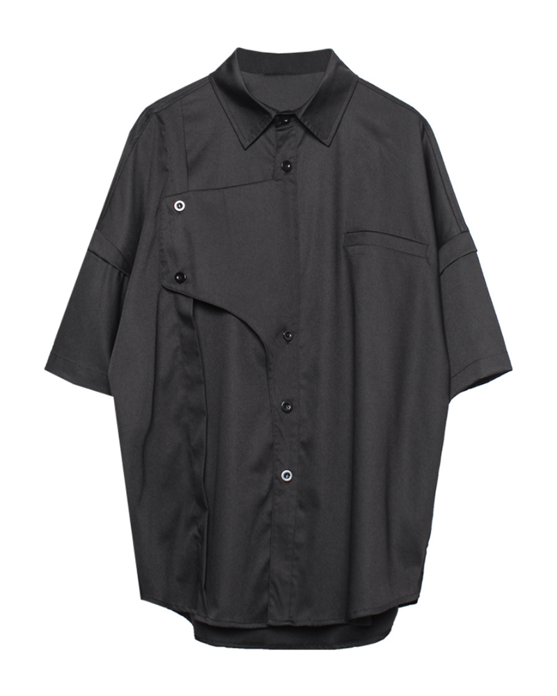 Urban Techwear Oversized Shirt -  modern aesthetic clothing - Urban Techwear Oversized Shirt in Black - View 4