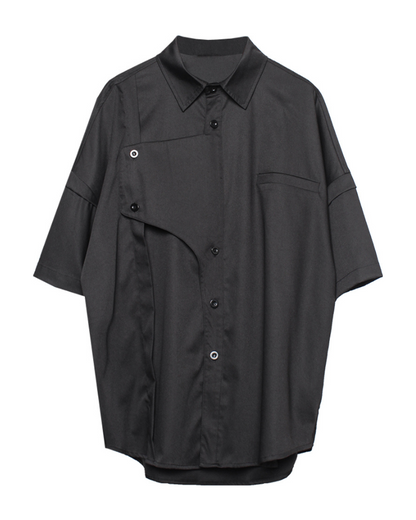 Urban Techwear Oversized Shirt -  modern aesthetic clothing - Urban Techwear Oversized Shirt in Black - View 4