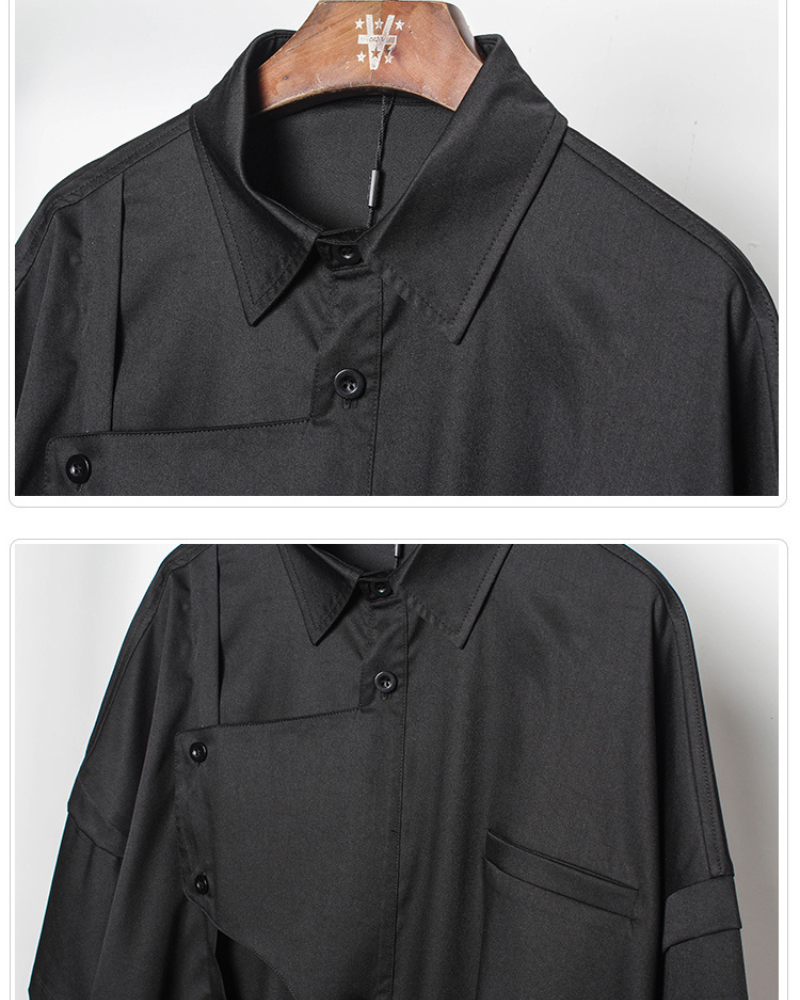 Urban Techwear Oversized Shirt -  ninja aesthetics - Urban Techwear Oversized Shirt in Black - View 5