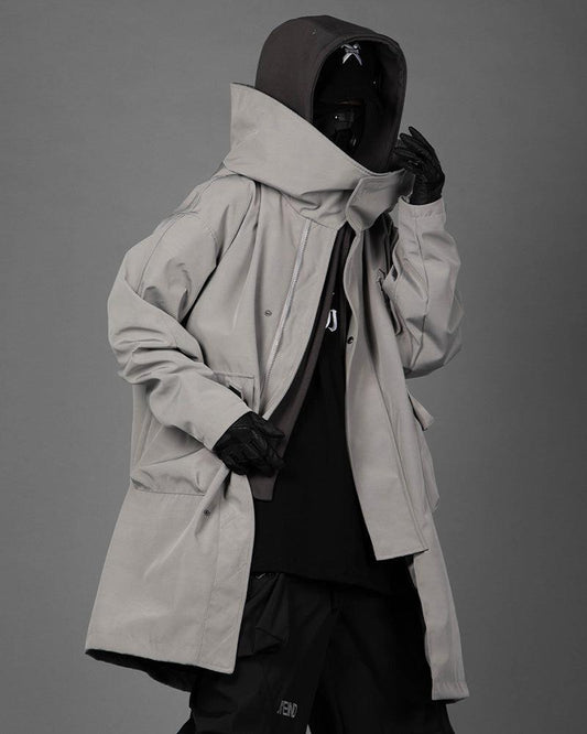 Urban Utility Layered Long Coat - futuristic techwear - Urban Utility Layered Long Coat for Unpredictable Weather - Main view
