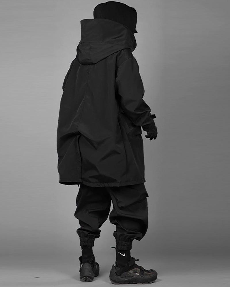 Urban Utility Layered Long Coat - futuristic techwear - Urban Utility Layered Long Coat for Unpredictable Weather - View 8