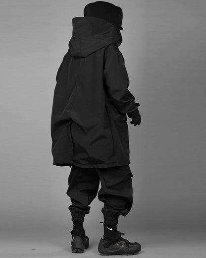 Urban Utility Layered Long Coat - futuristic techwear - Urban Utility Layered Long Coat for Unpredictable Weather - View 8