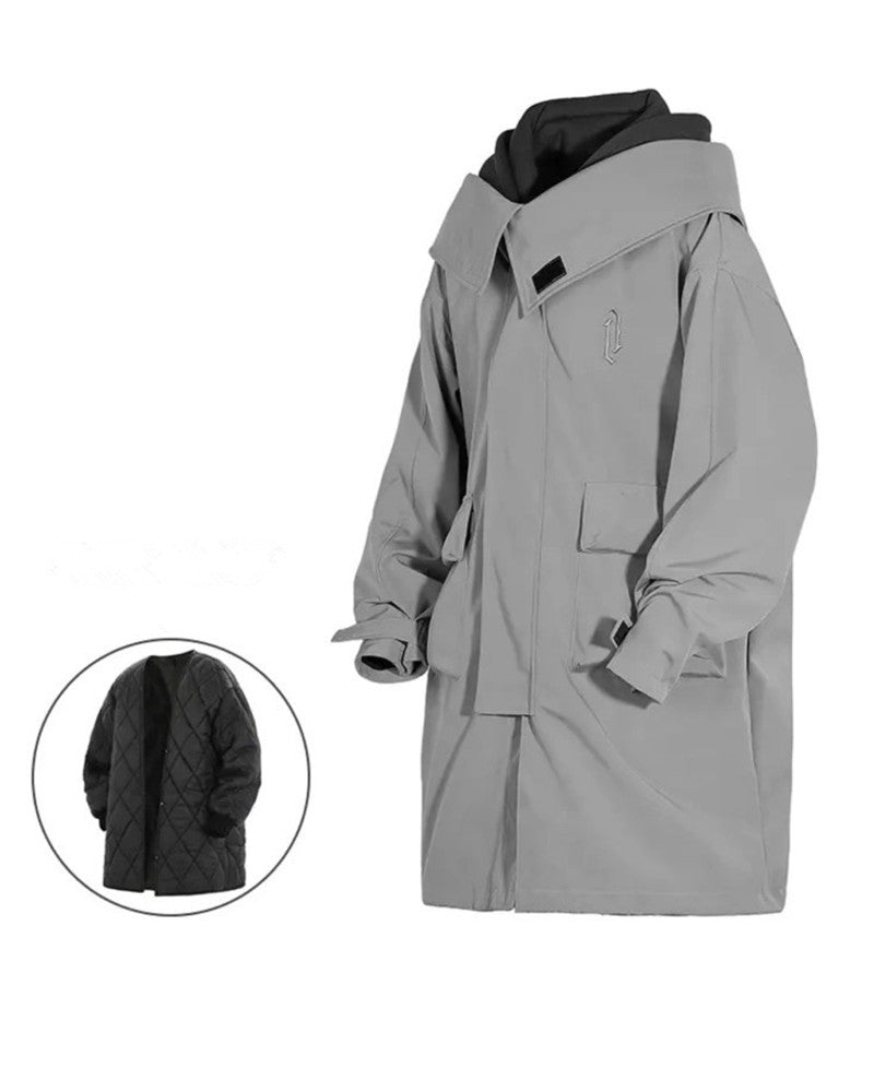 Urban Utility Layered Long Coat -  techwear coat - Urban Utility Layered Long Coat for Unpredictable Weather - View 13