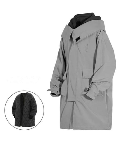 Urban Utility Layered Long Coat -  techwear coat - Urban Utility Layered Long Coat for Unpredictable Weather - View 13