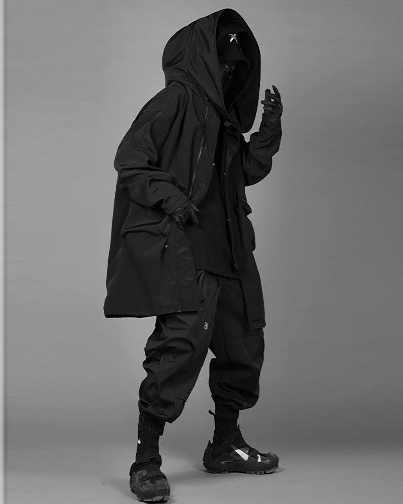Urban Utility Layered Long Coat -  techwear coat - Urban Utility Layered Long Coat for Unpredictable Weather - View 6