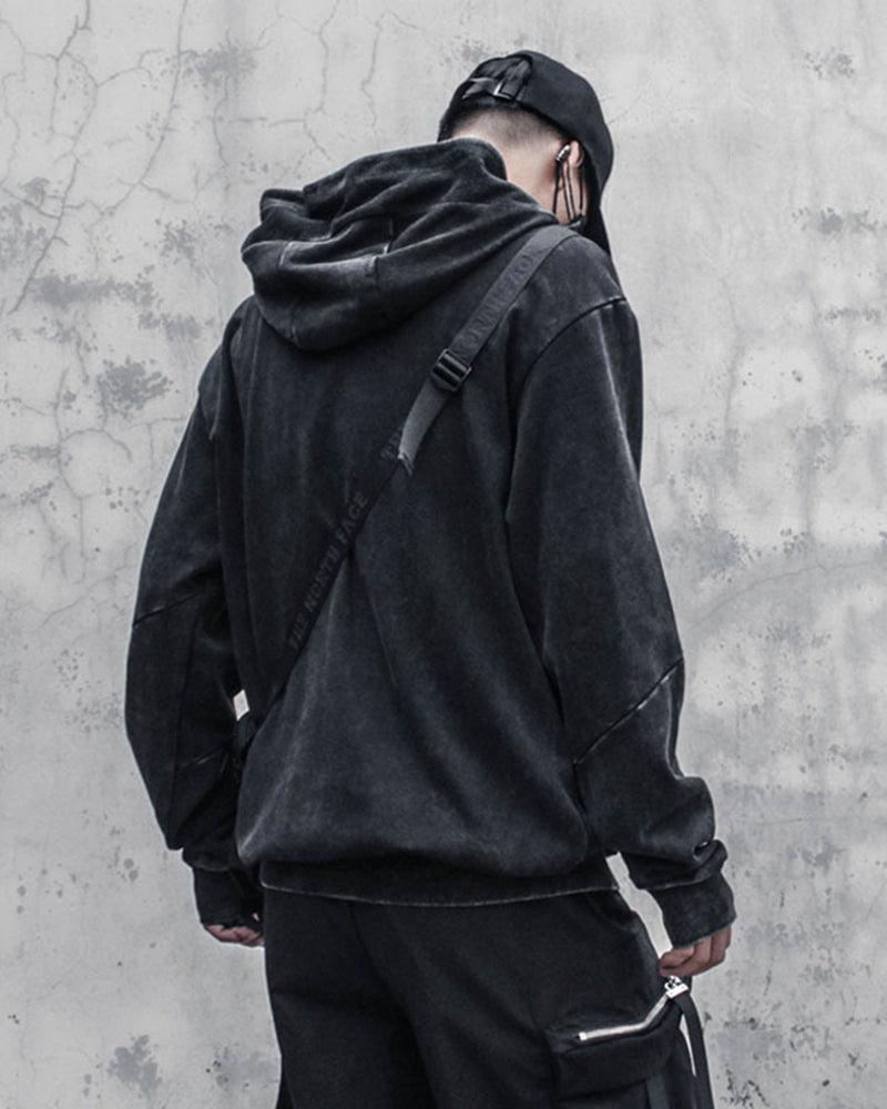 Urban Vibe Black Denim Hoodie - stylish streetwear - Urban Vibe Black Denim Hoodie for Casual Style - View 2