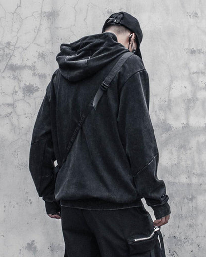 Urban Vibe Black Denim Hoodie - stylish streetwear - Urban Vibe Black Denim Hoodie for Casual Style - View 2