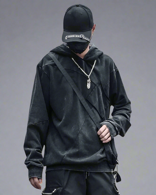 Urban Vibe Black Denim Hoodie - black hoodie - Urban Vibe Black Denim Hoodie for Casual Style - Main view