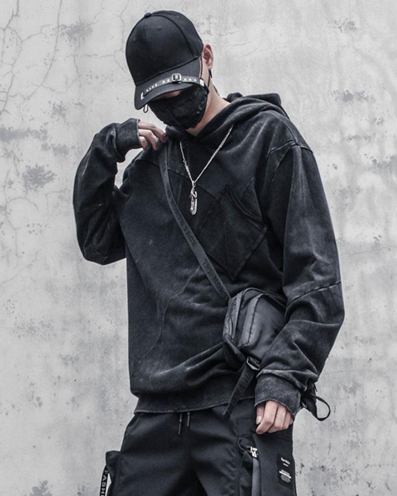 Urban Vibe Black Denim Hoodie -  casual wear - Urban Vibe Black Denim Hoodie for Casual Style - View 3