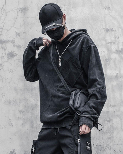 Urban Vibe Black Denim Hoodie -  casual wear - Urban Vibe Black Denim Hoodie for Casual Style - View 3