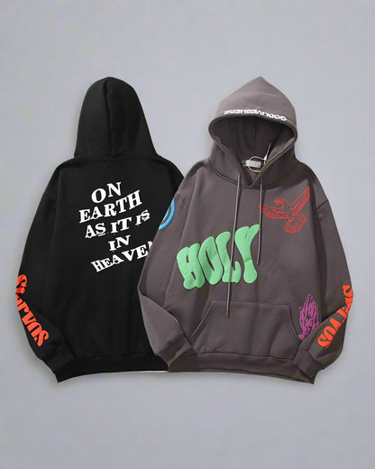 Urban Vibe Graffiti Hoodie -  streetwear - Urban Techwear Hoodie in Black and Gray - View 5