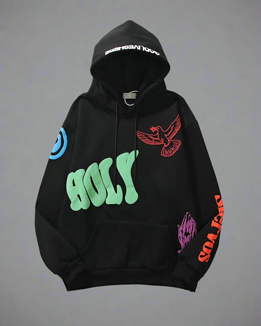 Urban Vibe Graffiti Hoodie - techwear style hoodie - Urban Techwear Hoodie in Black and Gray - Main view