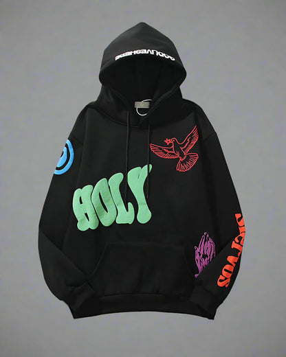 Urban Vibe Graffiti Hoodie - techwear style hoodie - Urban Techwear Hoodie in Black and Gray - Main view