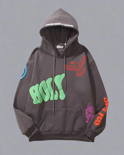 Urban Vibe Graffiti Hoodie - urban hoodie - Urban Techwear Hoodie in Black and Gray - View 2