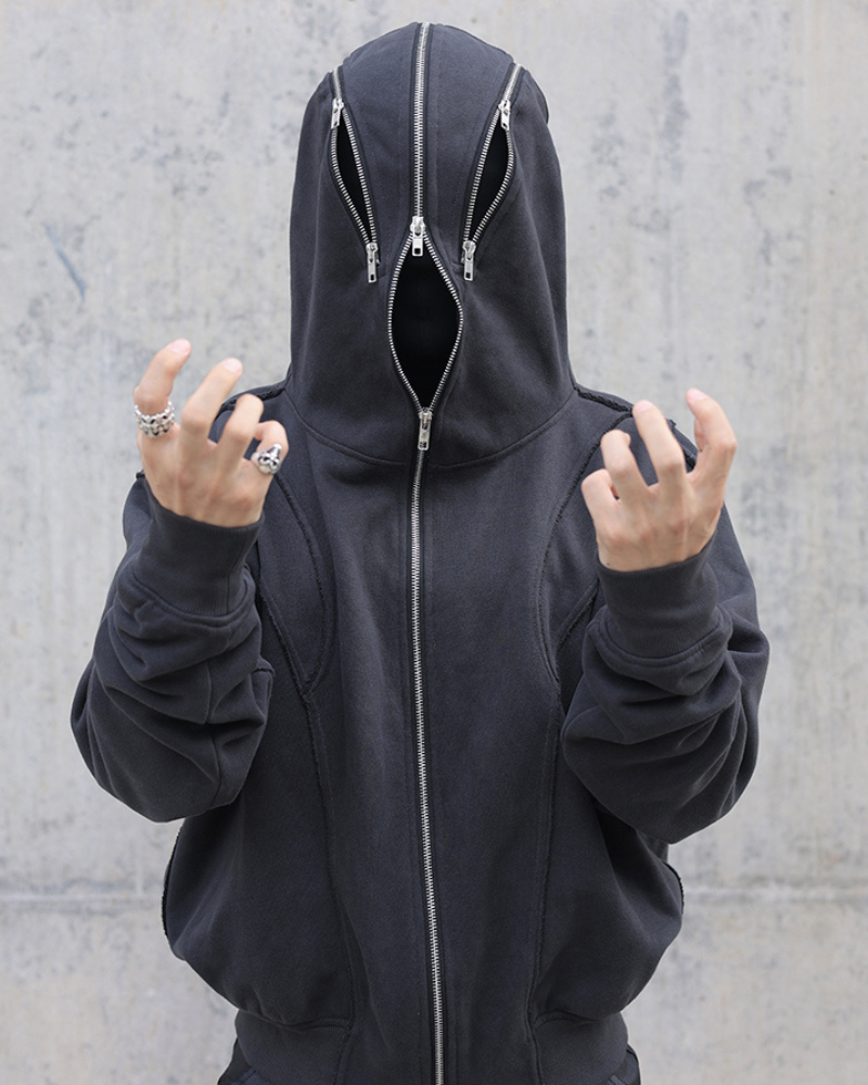 Urban Zip-Up Mask Hoodie -  cotton hoodie - Urban Zip-Up Mask Hoodie for Comfort and Style - View 11
