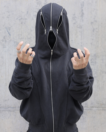 Urban Zip-Up Mask Hoodie -  cotton hoodie - Urban Zip-Up Mask Hoodie for Comfort and Style - View 11