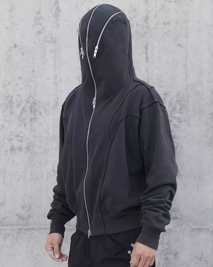 Urban Zip-Up Mask Hoodie -  cotton hoodie - Urban Zip-Up Mask Hoodie for Comfort and Style - View 3