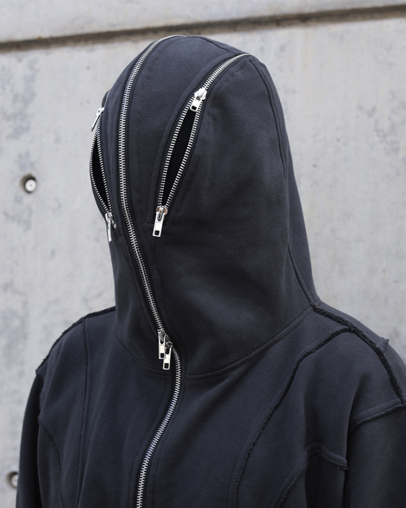 Urban Zip-Up Mask Hoodie -  cyberpunk hoodie - Urban Zip-Up Mask Hoodie for Comfort and Style - View 12