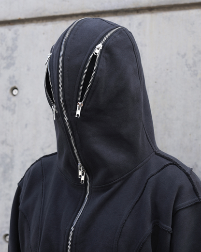 Urban Zip-Up Mask Hoodie -  cyberpunk hoodie - Urban Zip-Up Mask Hoodie for Comfort and Style - View 12