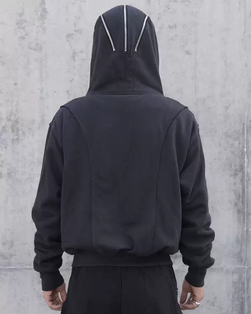 Urban Zip-Up Mask Hoodie -  cyberpunk hoodie - Urban Zip-Up Mask Hoodie for Comfort and Style - View 4