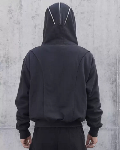 Urban Zip-Up Mask Hoodie -  cyberpunk hoodie - Urban Zip-Up Mask Hoodie for Comfort and Style - View 4