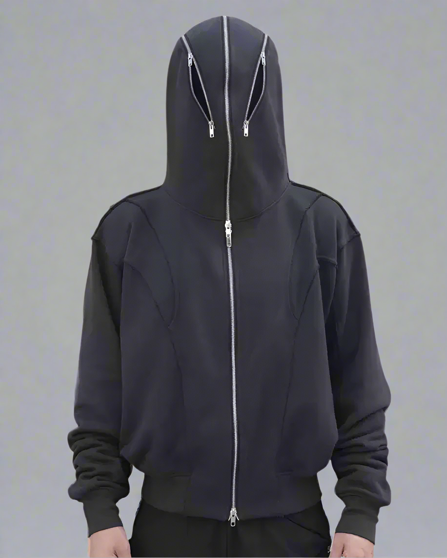 Urban Zip-Up Mask Hoodie - mask hoodie - Urban Zip-Up Mask Hoodie for Comfort and Style - View 2